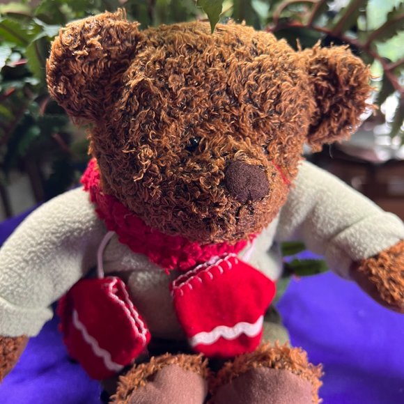 📌Hallmark Cold Weather Ready Plush Teddy w/ Mittens Red Scarf - Gloves- Sweater - Picture 3 of 15